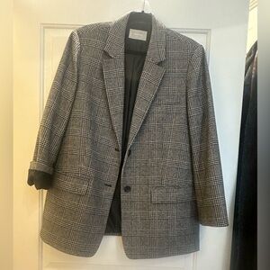 Everlane Black & Gray Plaid Blazer